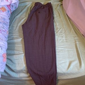 H&M Ankle Length Brown Plaid Dress Pants